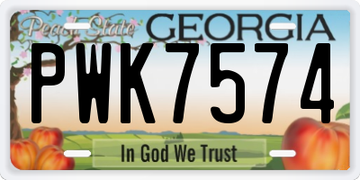 GA license plate PWK7574