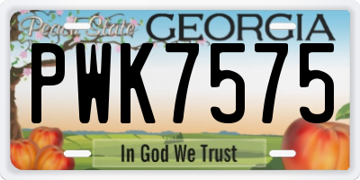 GA license plate PWK7575