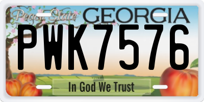 GA license plate PWK7576
