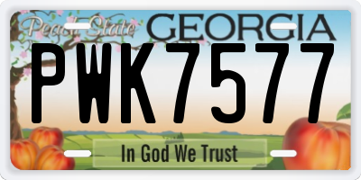 GA license plate PWK7577