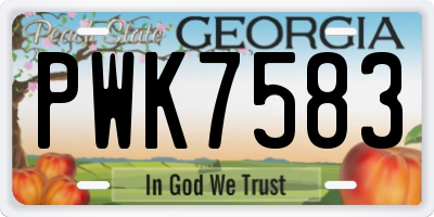 GA license plate PWK7583