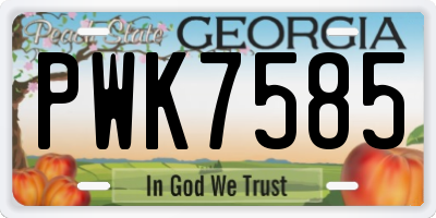 GA license plate PWK7585