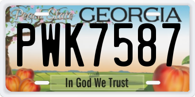 GA license plate PWK7587