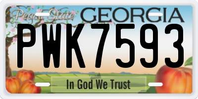 GA license plate PWK7593