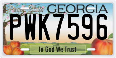 GA license plate PWK7596