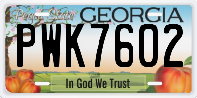 GA license plate PWK7602