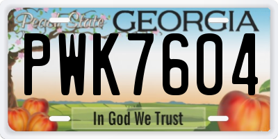 GA license plate PWK7604