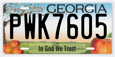 GA license plate PWK7605