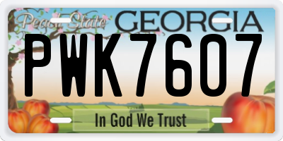 GA license plate PWK7607