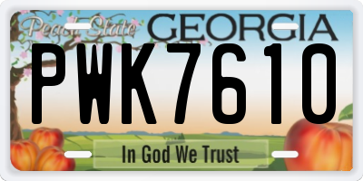 GA license plate PWK7610