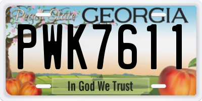 GA license plate PWK7611