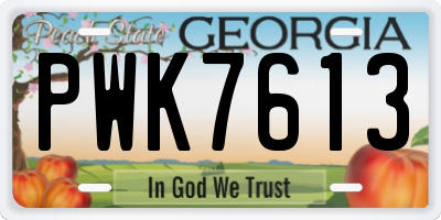 GA license plate PWK7613