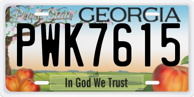 GA license plate PWK7615