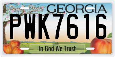 GA license plate PWK7616