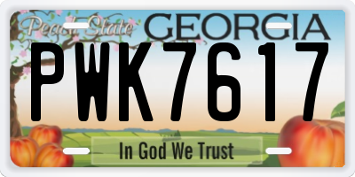 GA license plate PWK7617