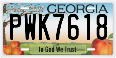 GA license plate PWK7618