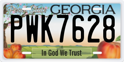 GA license plate PWK7628
