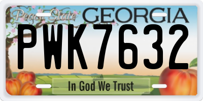 GA license plate PWK7632