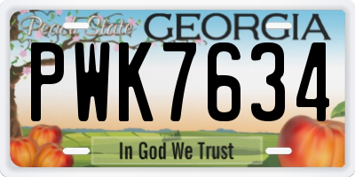 GA license plate PWK7634