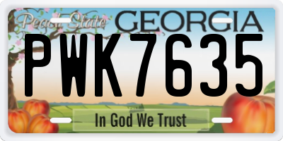 GA license plate PWK7635
