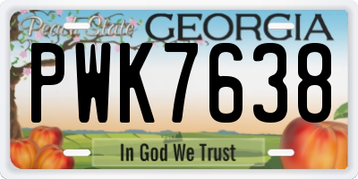 GA license plate PWK7638