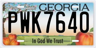 GA license plate PWK7640