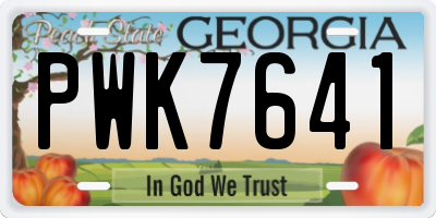 GA license plate PWK7641