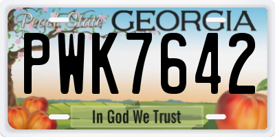 GA license plate PWK7642