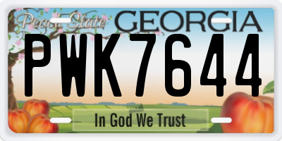 GA license plate PWK7644
