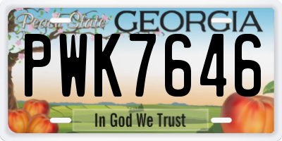 GA license plate PWK7646