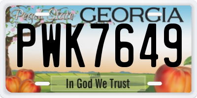 GA license plate PWK7649