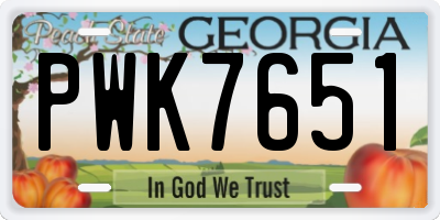 GA license plate PWK7651
