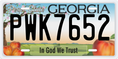 GA license plate PWK7652