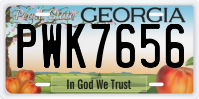 GA license plate PWK7656