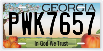 GA license plate PWK7657