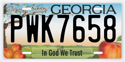 GA license plate PWK7658
