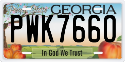 GA license plate PWK7660