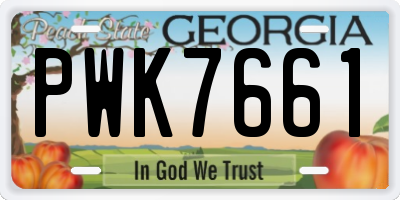GA license plate PWK7661