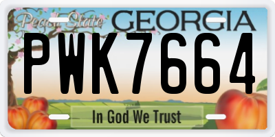 GA license plate PWK7664