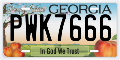 GA license plate PWK7666