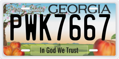 GA license plate PWK7667
