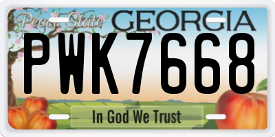 GA license plate PWK7668