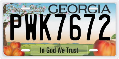 GA license plate PWK7672