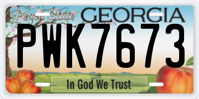 GA license plate PWK7673