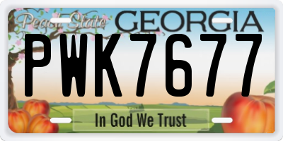 GA license plate PWK7677