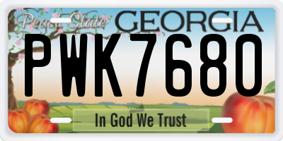 GA license plate PWK7680