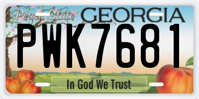 GA license plate PWK7681