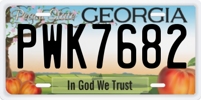 GA license plate PWK7682