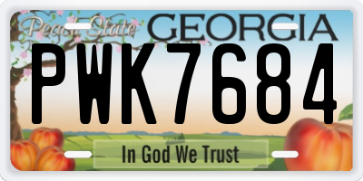 GA license plate PWK7684