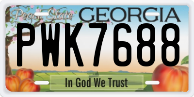 GA license plate PWK7688